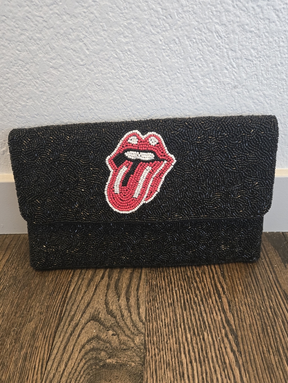 Rolling Stones Beaded Clutch